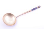 spoon, silver, 84 standard, 89.15 g, cloisonne enamel, 18.7 cm, 1908-1916, Moscow, Russia, small chi...