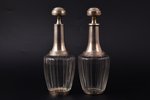 a pair of carafes, silver, 950 standart, 1920-1945, Henri Lapeyre, Paris, France, h (с пробкой) 20.3...
