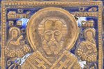 ikona, Svētais Nikolajs Brīnumdarītājs, vara sakausējuma, 2-krāsu emalja, Krievijas impērija, 19. un...