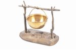 ashtray, kettle over firewood, bronze, USSR, NIMOR, 12.1 x 13.6 x 7.1 cm, Ø (kettle) 6.7 cm...
