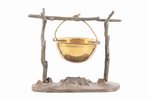 ashtray, kettle over firewood, bronze, USSR, NIMOR, 12.1 x 13.6 x 7.1 cm, Ø (kettle) 6.7 cm...