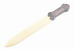 letter knife, silver, 875 standard, total weight of item 53.10, bone, 28.7 cm, the 20-30ties of 20th...