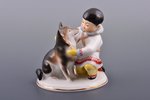 figurine, Yakut boy with dog, porcelain, Russian Federation, LFZ - Lomonosov porcelain factory, begi...