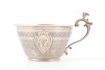 tea pair, silver, 950 standard, 192.40 g, Ø (saucer) 14.8 cm, h (cup with handle) 8.8 cm, Paillard F...