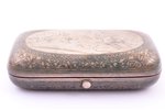 snuff-box, silver, "Troika", 84 standard, 153.15 g, niello enamel, 11 x 6.6 x 2.9 cm, Alexander Muhi...