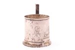tea glass-holder, silver, cruiser "Gromoboi", 84 standard, 117.20 g, engraving, h (with handle) 10.4...
