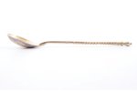 set of teaspoons, silver, 6 pcs, 84 standard, 72.85 g, engraving, gilding, 12.9 cm, 1891, Moscow, Ru...