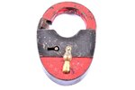 slēdzene ar atslēgu, "Denisovs", metāls, Krievijas impērija, slēdzene 13.2 x 9.6 cm, atslēga 6.5 cm...