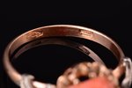 кольцо, камея на коралле, золото, 500 проба, 2.55 г., размер кольца 18, бриллиант, Италия...