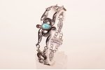 a bracelet, silver, filigree, 12.55 g., the item's dimensions 17.8 cm, turquoise...