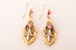 earrings, (large size), Sciacca coral, silver, gilding, 925 standard, 12.10 g., the item's dimension...