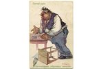 postcard, humor, "drunk series", Russia, beginning of 20th cent., 14,4x9,2 cm...
