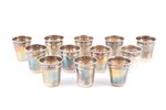 set of 12 beakers, silver, 950 standard, 98.05 g, h - 4 cm, France, items made by two different craf...