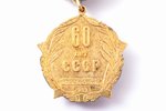 badge, 60 years of USSR, silver, USSR, 1982, 38.1 x 21.7 mm, 10.80 g...