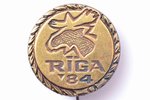 set, badges, 3 pcs, Baltic state hunting exhibition in Riga, Latvia, USSR, 1984, Ø - 23.5, 22 x 53.5...