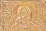 ikona, Feodorovas Dievmāte, vara sakausējuma, Krievijas impērija, 19. gs. beigas, 14 x 11.9 x 0.4 cm...