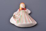 brooch, girl in the traditional costume, porcelain, M.S. Kuznetsov manufactory, Riga (Latvia), the 2...