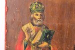 ikona, Svētais Nikolajs Brīnumdarītājs un Sirdsskaidrais Sarovas Serafims, dēlis, sudrabs, gleznojum...