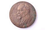 table medal, Rainis. Castagnola 1905-1920, bronze, Latvia, USSR, Ø 112 mm, 759.4 g, by Kārlis Bauman...
