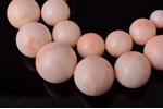 beads, "angel skin" coral (white-light pink color), 35 natural coral beads, Ø ~ 9-19 mm, silver, 925...