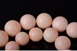 beads, "angel skin" coral (white-light pink color), 35 natural coral beads, Ø ~ 9-19 mm, silver, 925...