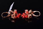 earrings, silver, gilding, 925 standard, 10.71 g., the item's dimensions 3.6 cm, garnet, coral, the...