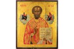 ikona, Svētais Nikolajs Brīnumdarītājs, dēlis, gleznojums, zeltījums, Krievijas impērija, 19. gs., 4...
