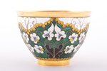 set, silver, coffee pair with spoon and jam dish, 916 standard, 284.95 g, cloisonne enamel, gilding,...