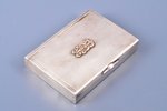 cigarette case, silver, with golden overlay, 84 standard, 244.40 g, gilding, 10.8 x 8.1 x 1.9 cm, 19...