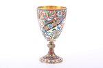 cup, silver, cloisonne painted enamel, 2000ies, 119.25 g, h 10.2 cm...