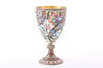 cup, silver, cloisonne painted enamel, 2000ies, 119.25 g, h 10.2 cm...