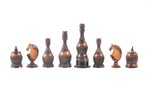 chess, chesspiece, bone, 7.1 - 3.3 cm, with damages, black king with replaced base...