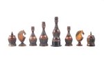 šahs, šaha figūras, kauls, 7.1 - 3.3 cm, ir bojājumi, melnam karalim aizvietota pamatne...