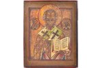 ikona, Svētais Nikolajs Brīnumdarītājs, dēlis, gleznojums, Krievijas impērija, 19. un 20. gadsimtu r...