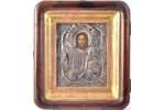 icon, Jesus Christ Pantocrator, in icon case, board, silver, painting, Russia, the 1st half of the 1...