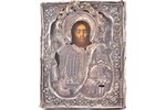 ikona, Jēzus Kristus Pantokrators, rāmī, dēlis, sudrabs, gleznojums, Krievijas impērija, 19. gs. 1....