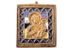 ikona, Smoļenskas Dievmāte, vara sakausējuma, 4-krāsu emalja, Krievijas impērija, 19. un 20. gadsimt...