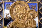 икона, Богоматерь Смоленская, медный сплав, 4-цветная эмаль, Российская империя, рубеж 19-го и 20-го...