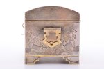 jewelry case, silver, 84 standart, engraving, 1890, 300.95 g, Moscow, Russia, 8.2 x 13.2 x 8.3 cm...