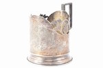 tea glass-holder, silver, 875 standard, 102.35 g, engraving, h (with handle) - 9.4, Ø (internal) - 6...