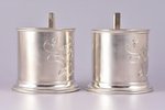 pair of tea glass-holders, silver, 84 standard, 227.10 g, engraving, Ø (inside) 6.8 cm, h (with hand...