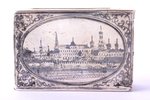matches' holder, silver, "Kremlin", 84 standard, 34.50 g, niello enamel, 4 x 5.9 x 2.1 cm, 1880-1899...