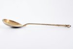 spoon, silver, 84 standard, 29.55 g, niello enamel, gilding, 16.4 cm, craftsman unknown, 1896, Mosco...