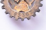badge, Ready for Labour and Defence, № 65367, silver, USSR, 30-40ies of 20th cent., 64.1 x 30.2 mm...