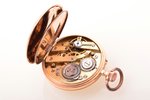 pocket watch, Switzerland, gold, 585 standart, total weight (without chain) 21.50 g, 3.7 x 3 cm, wat...