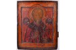 icon, Saint Nicholas the Miracle-Worker, recessed icon panel (kovcheg), oklad - white metal, board,...