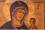 icon, Tikhvin icon of the Mother of God, recessed icon panel (kovcheg), in icon case, board, paintin...