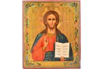 icon, Jesus Christ Pantocrator, in icon case, board, painting, gold leafy, Russia, the 19th cent., 3...