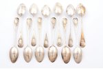 set of teaspoons, silver, 12 pcs., 800 standart, 231.55 g, France, Germany (?), 15.1 cm...