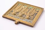 icon, Saints John, Cosmas and Damian, copper alloy, 3-color enamel, Russia, the 19th cent., 6.4 x 5....